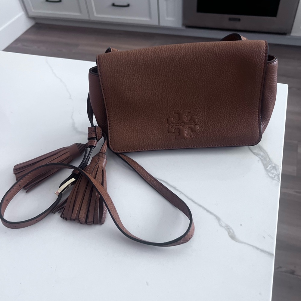 Preloved Tory Burch Brown Leather Crossbody Bag